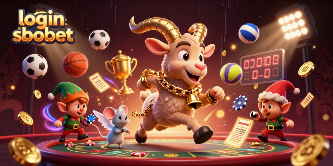 Engage with exciting login sbobet features in a lively casino scene with dynamic characters.