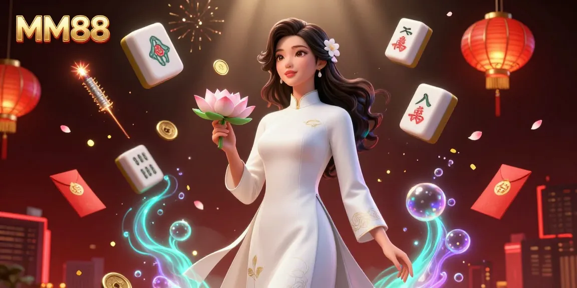 Experience exciting gameplay at MM88 with this dynamic 3D illustration showcasing vibrant casino elements and rich visuals.