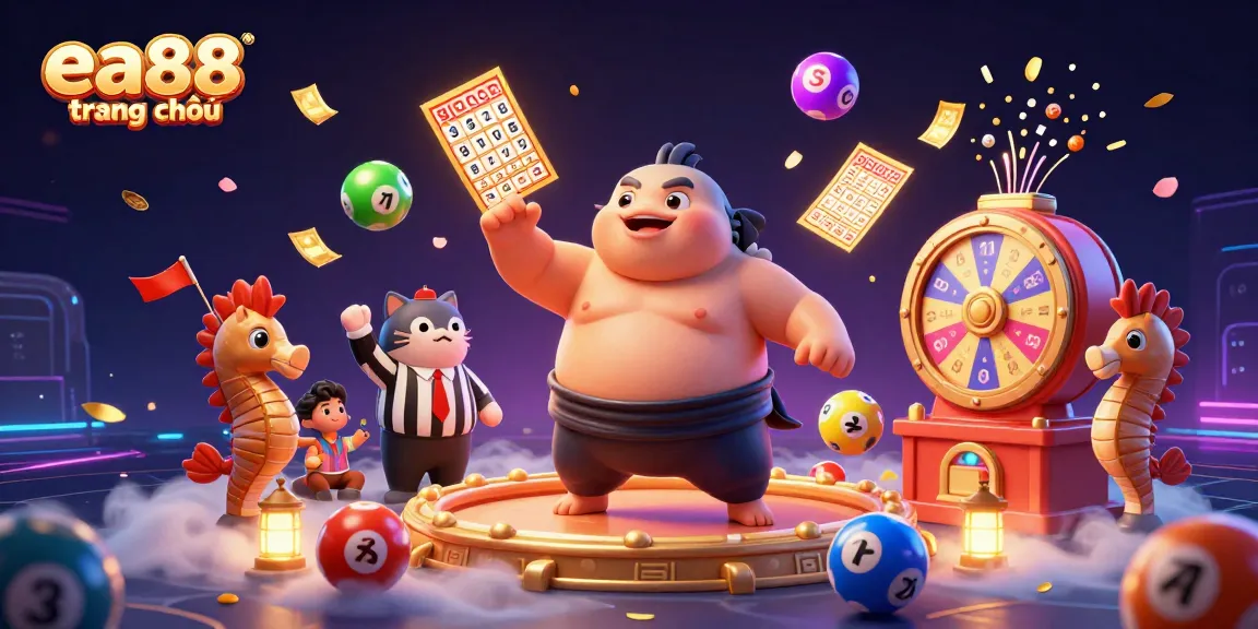 Experience the thrill of ea88 trang chủ with dynamic lottery and casino elements in this vibrant scene.