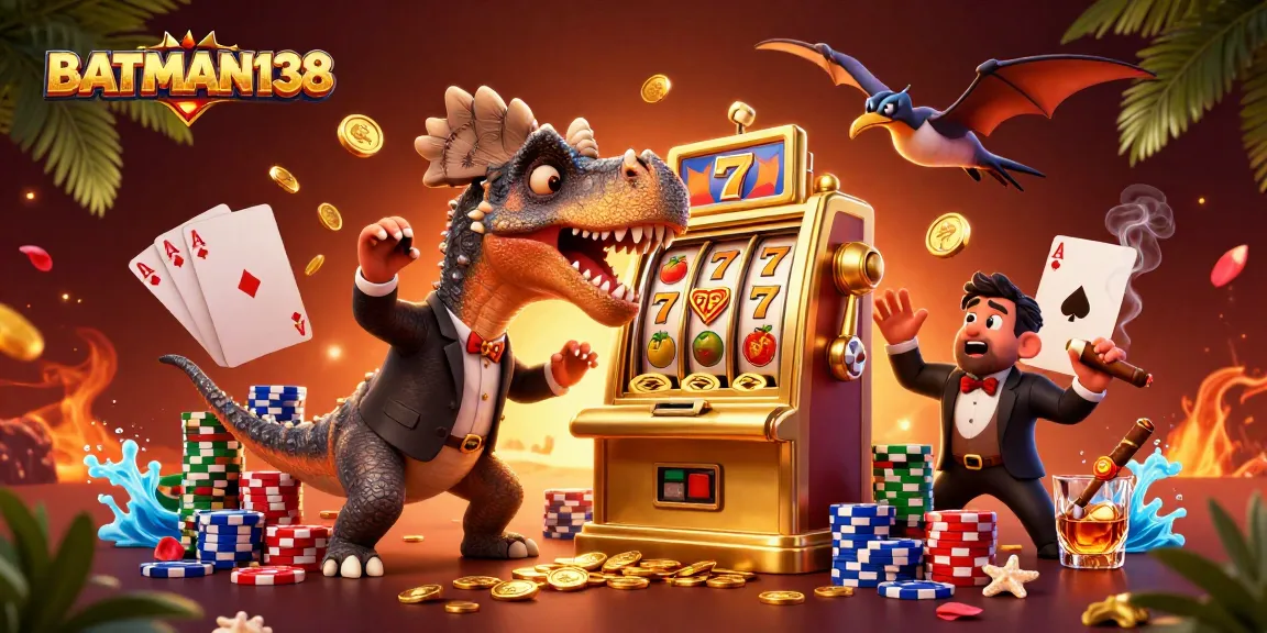 BATMAN138 menghadirkan momen jackpot slot online dengan dinosaurus lucu yang beraksi di kasino.