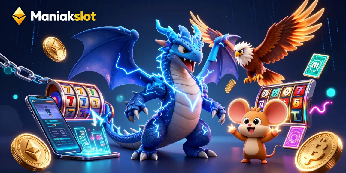 Engage with Maniakslot: Experience the electric excitement of gambling in this vibrant 3D scene.