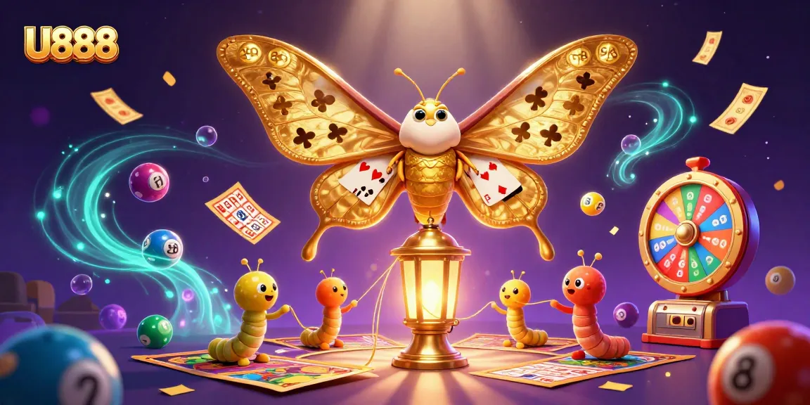 Experience thrilling games at U888 with vibrant casino elements in a rich illustration
