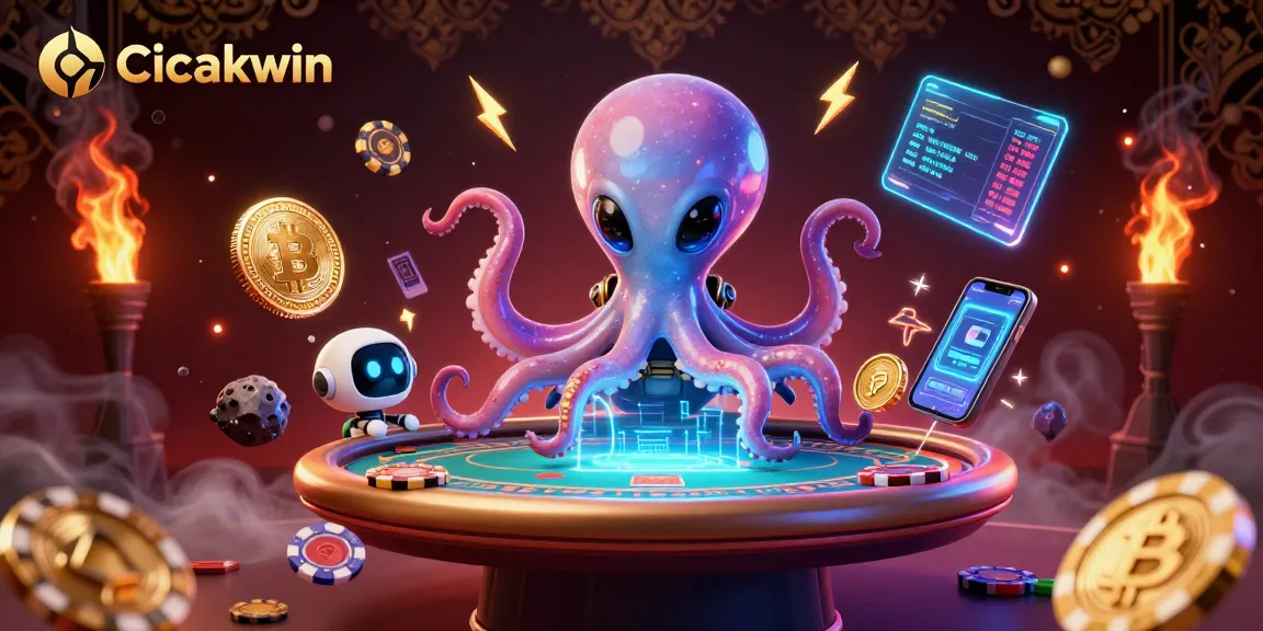 Cicakwin offers thrilling poker action with a vibrant alien octopus and its robot companion.