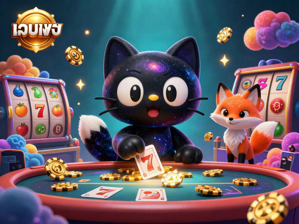 Engage with exciting gaming elements in a cosmic casino scene featuring เว็บตรง for immersive entertainment.
