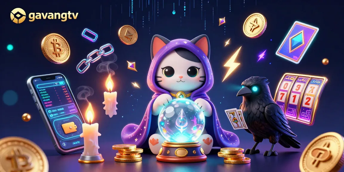 Experience exhilarating casino action with gavangtv, showcasing a mystical scene filled with crypto and game elements.