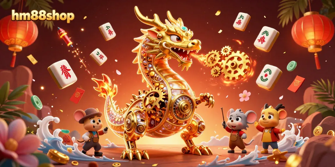 Engage with winning strategies at hm88shop, featuring a dynamic dragon and casino elements.