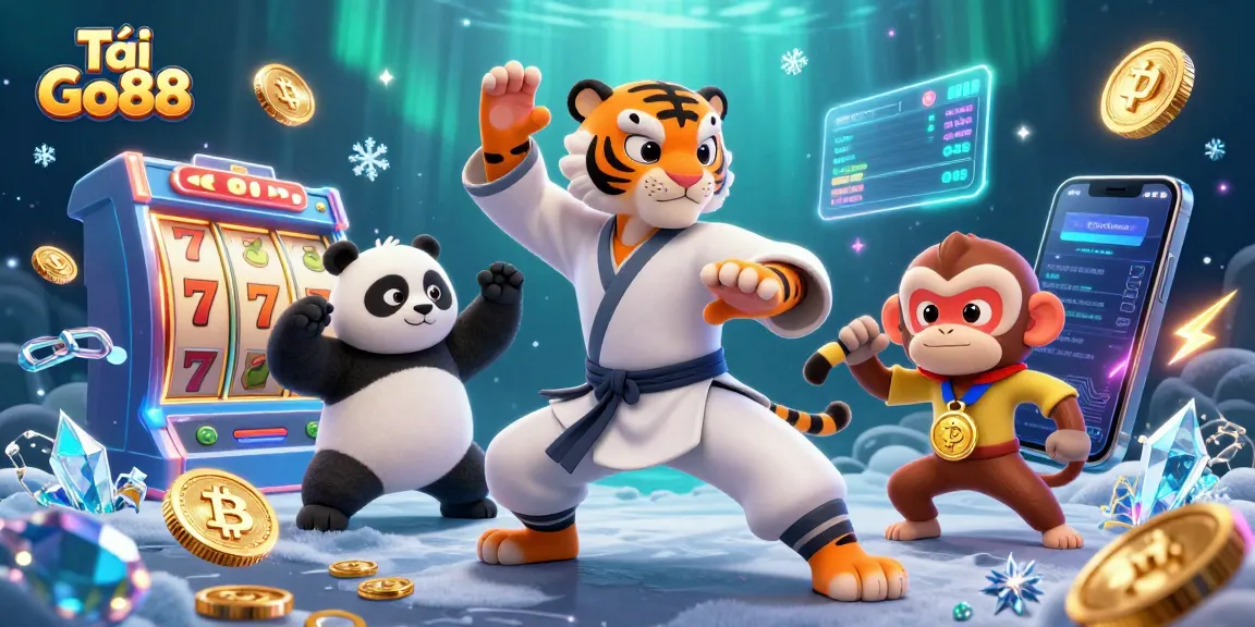 Experience excitement at Tải Go88 with a dynamic scene showcasing casino gameplay and vibrant characters.
