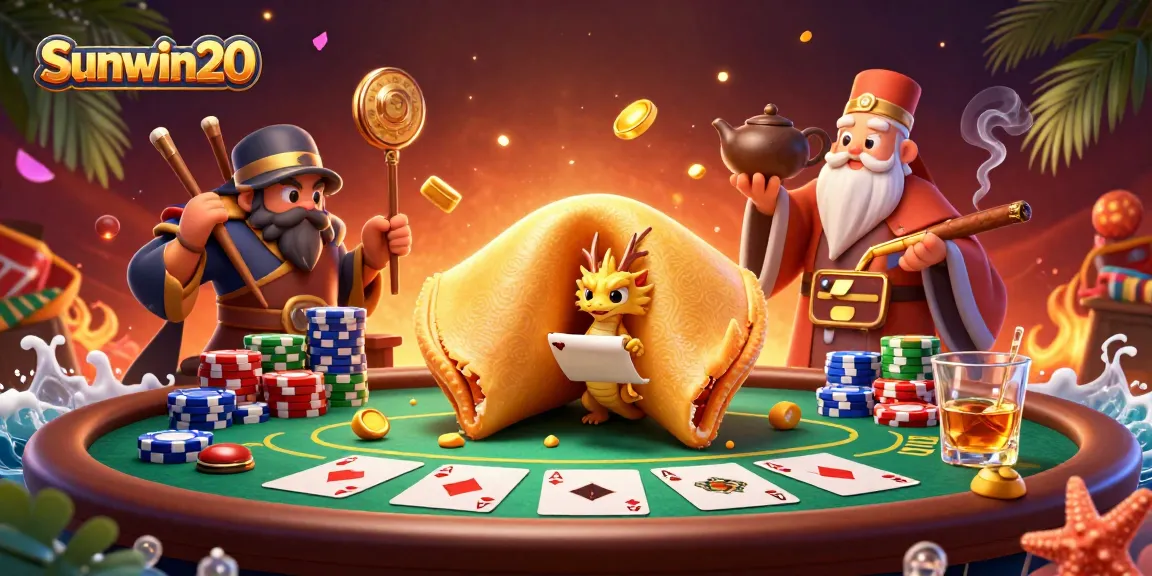 Engage with exciting poker strategies at Sunwin20, featuring a vibrant casino scene.