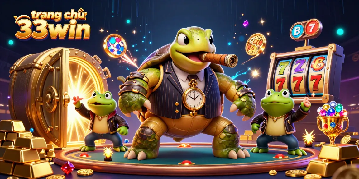 Experience the thrill at trang chủ 33win with a vibrant casino scene featuring animated characters.