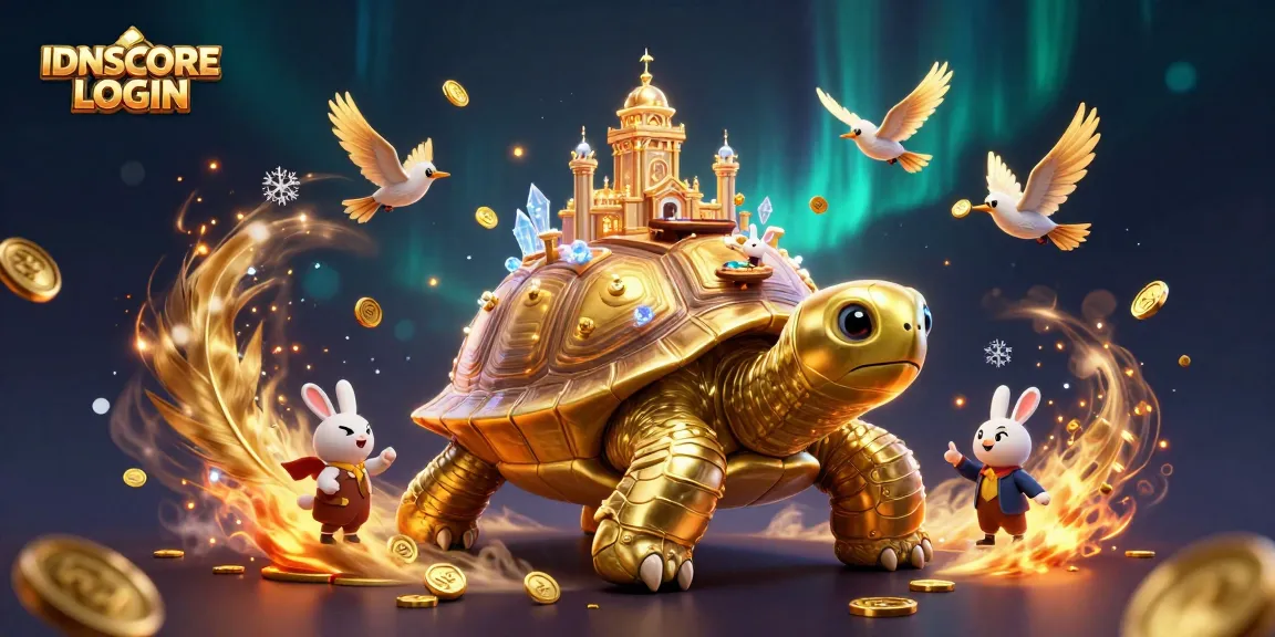 IDNSCORE LOGIN offers exciting gameplay with a dynamic casino scene featuring golden elements and a rabbit dealer.