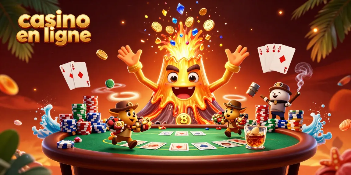 Plongez dans l'univers du casino en ligne avec cette illustration dynamique de jeux et trésors