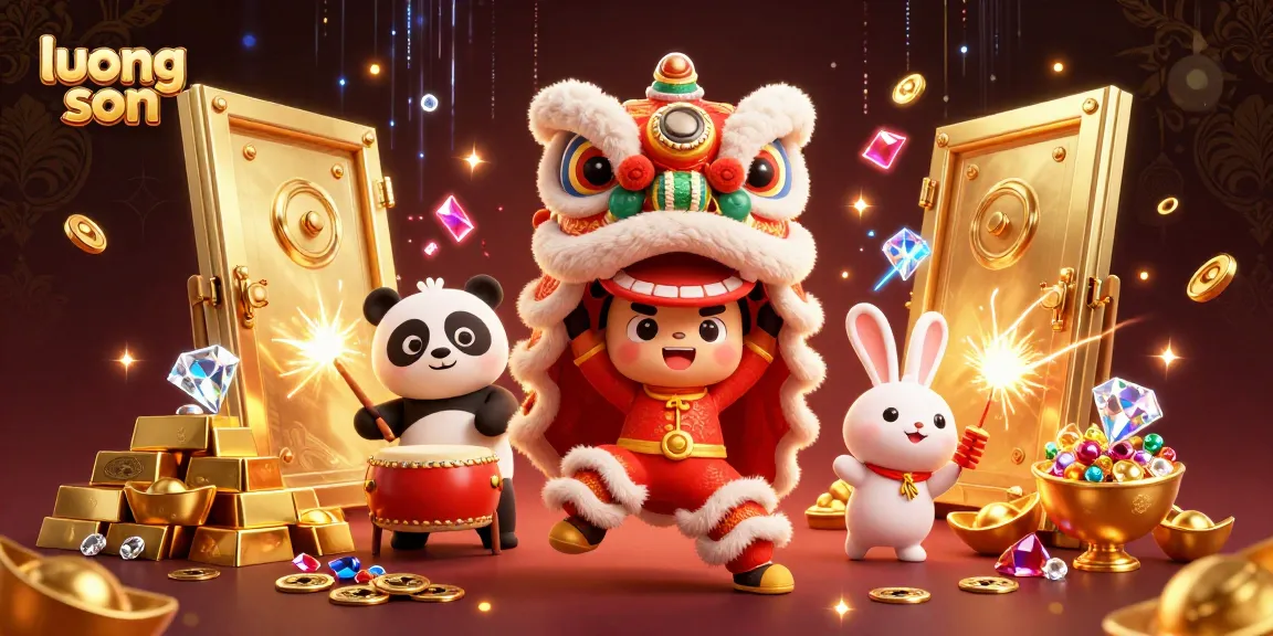 Experience thrilling gambling action with luong son characters in a vibrant casino scene filled with treasures.