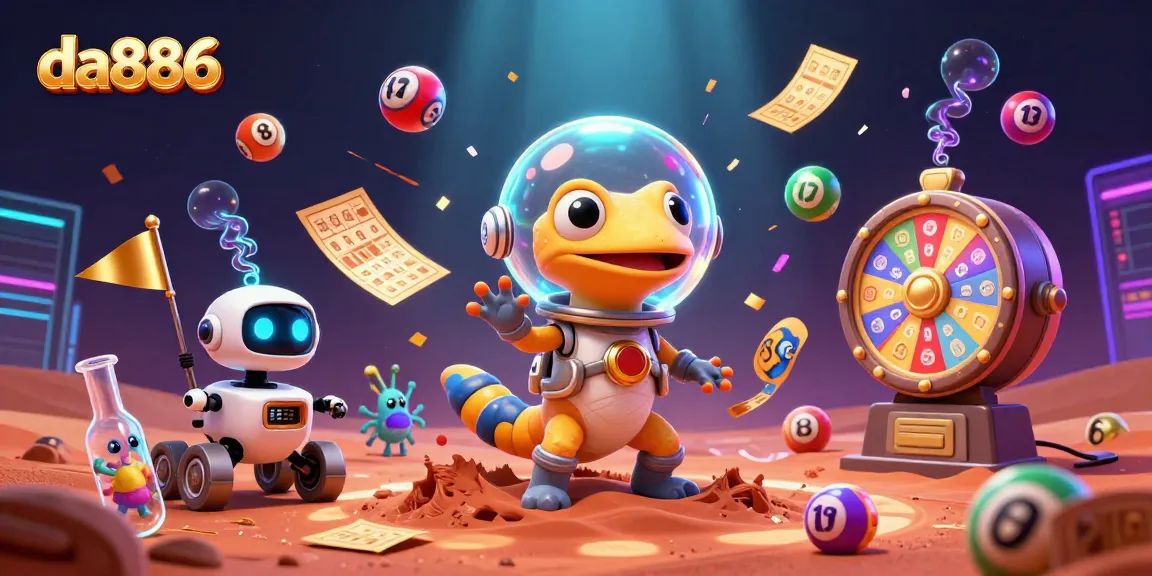 Engage with da886's exciting gambling experience featuring a Martian gecko in a vibrant casino scene.
